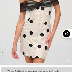 For Love And Lemons Black and Cream Polka Dot Mini Dress